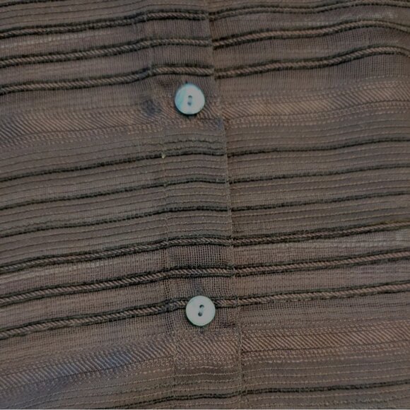 Chicos Design Sheer Shirt Striped Brown Button-Up Woven Size 3 Womens XL 16 - Picture 6 of 10